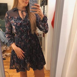 Velvet embroidered dress